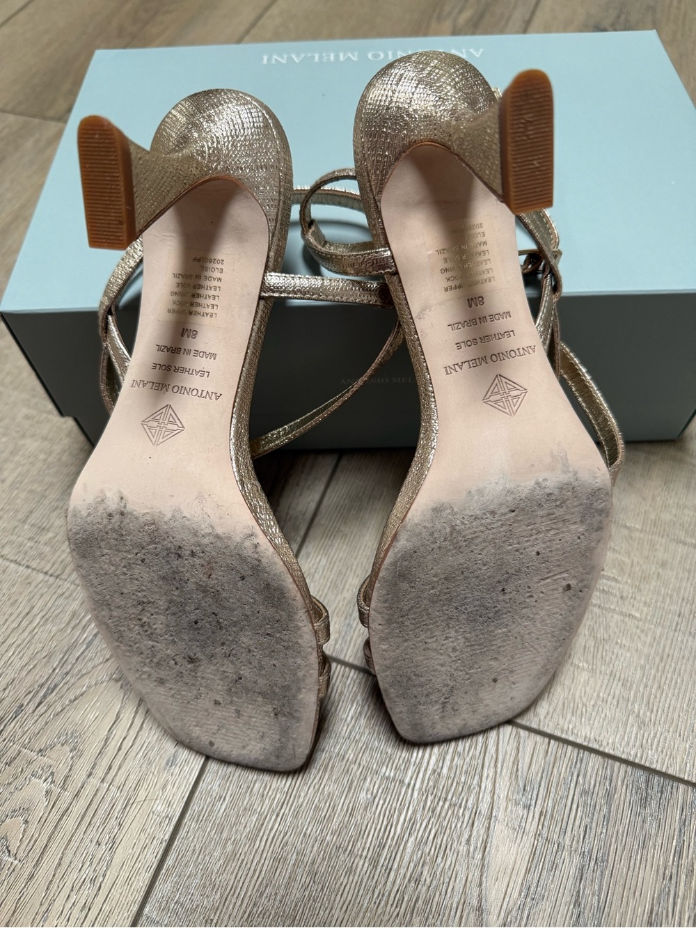 ANTONIO MELANI Metallic Gold Strappy Heels - Picture 5 of 5